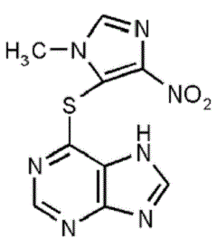 Формула Азатиоприна C9H7N7O2S